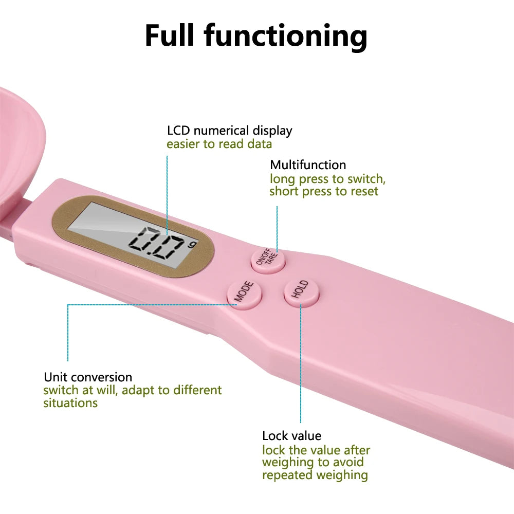 500g/0.1g LCD Digital Kitchen Measuring Spoon Eco-Friendly Plastic Baking Scale Mini Weighing Spoon for Cooking & Baking