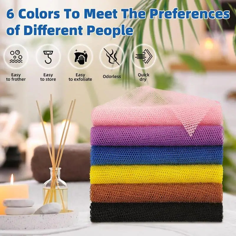 African Net Cloth Reusable Net Sponge Body Exfoliator Reusable Bath Sponge Washcloth African Scrubbing Long Net Rag Shower