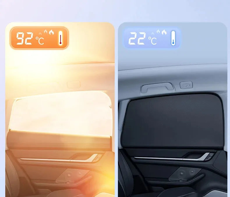 Magnetic Car Sunshade Window Curtains UV Protection Privacy Shield Auto Interior Accessories Titanium Silver Coating 2PCS Set
