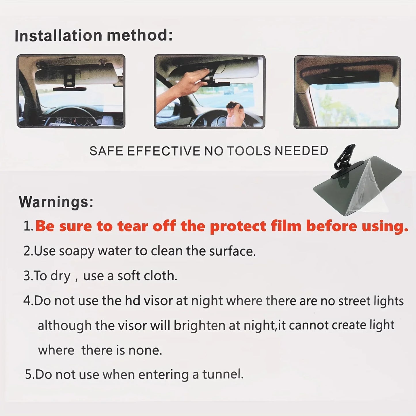 Adjustable Universal Car Sun Visor Anti-Glare Foldable for Cars Trucks SUVs Minivans Driving Safety Enhancer