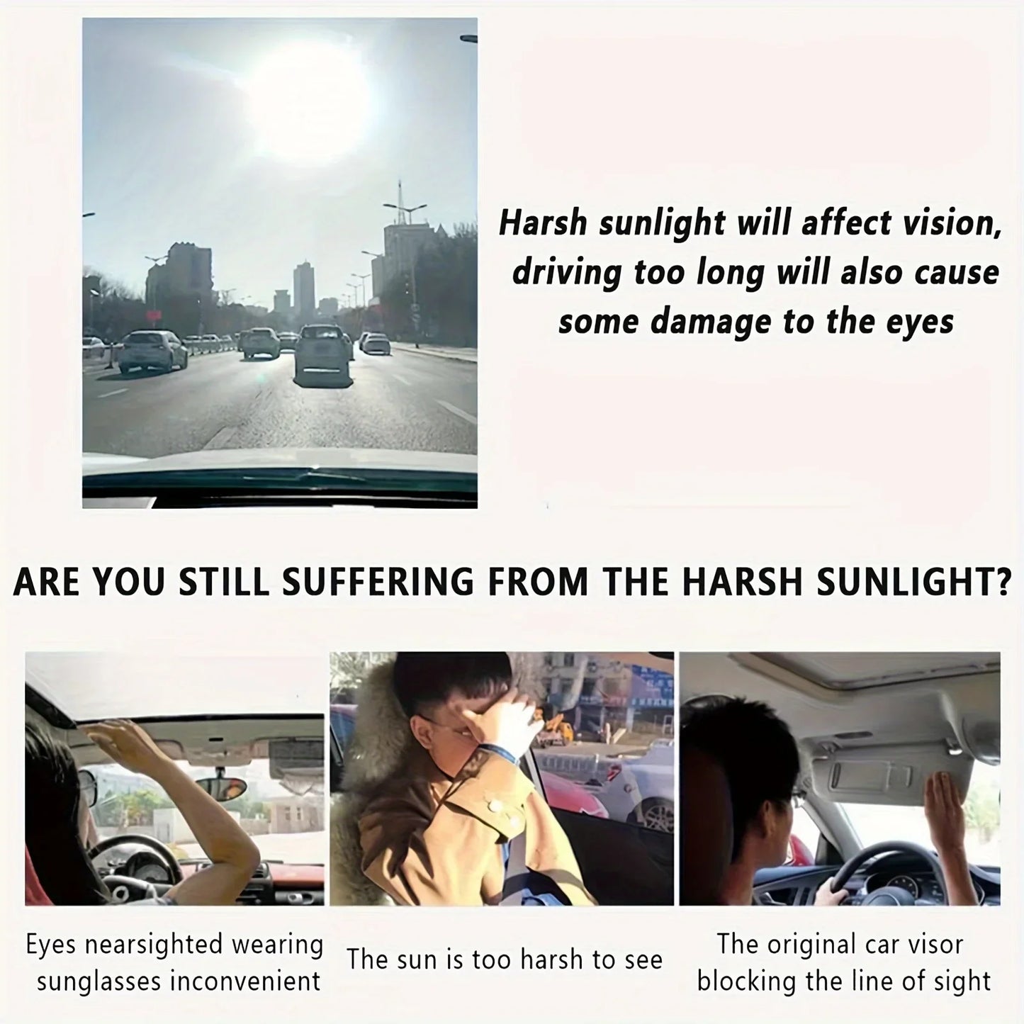 Adjustable Universal Car Sun Visor Anti-Glare Foldable for Cars Trucks SUVs Minivans Driving Safety Enhancer