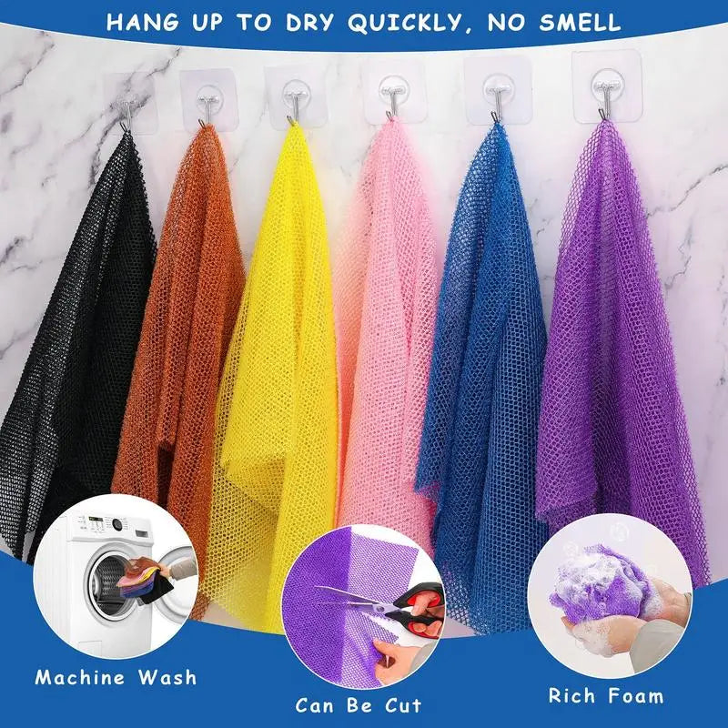 African Net Cloth Reusable Net Sponge Body Exfoliator Reusable Bath Sponge Washcloth African Scrubbing Long Net Rag Shower